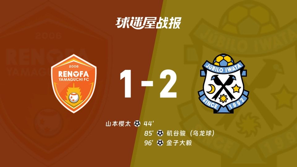 【日职乙】山口雷法vs磐田喜悦比赛结果:山口雷法(1-2)磐田喜悦比分战报(2025年11月09日)