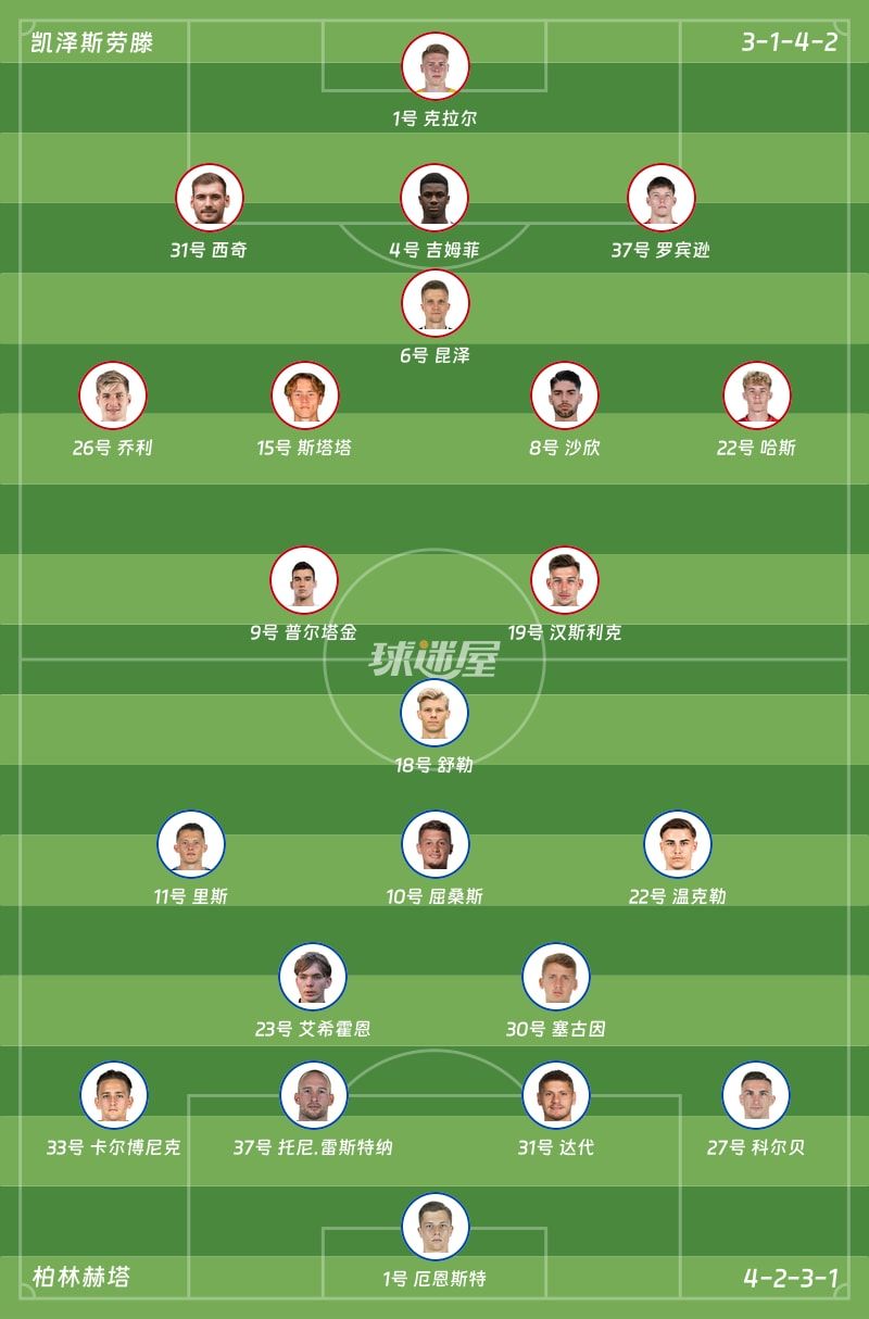 凯泽斯劳滕vs柏林赫塔首发阵容