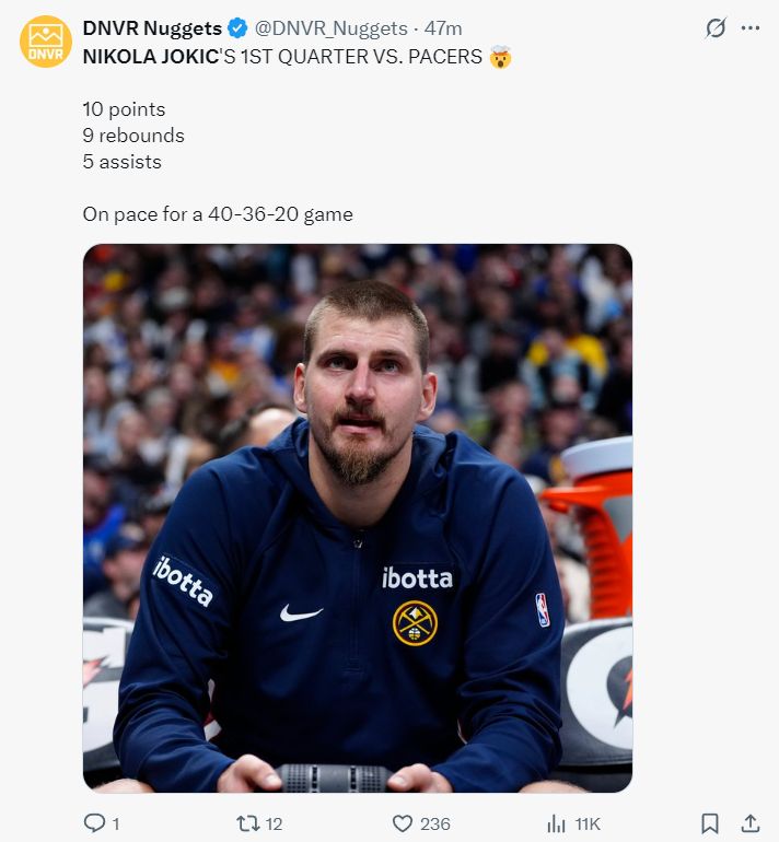 又是三节三双！约基奇狂轰32+14+14提前打卡 差2失误取大号四双