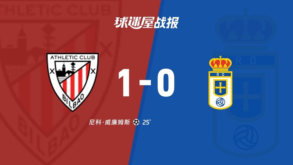 【西甲】毕尔巴鄂vs皇家奥维耶多比赛结果:毕尔巴鄂(1-0)皇家奥维耶多比分战报(2025年11月09日)
