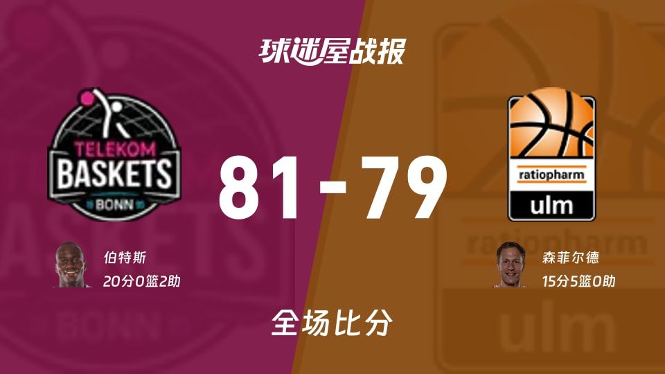 德篮甲常规赛：伯特斯20+2，特力康以81-79战胜乌尔姆兰蒂奥帕姆