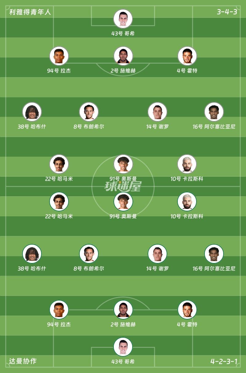 利雅得青年人vs达曼协作首发阵容
