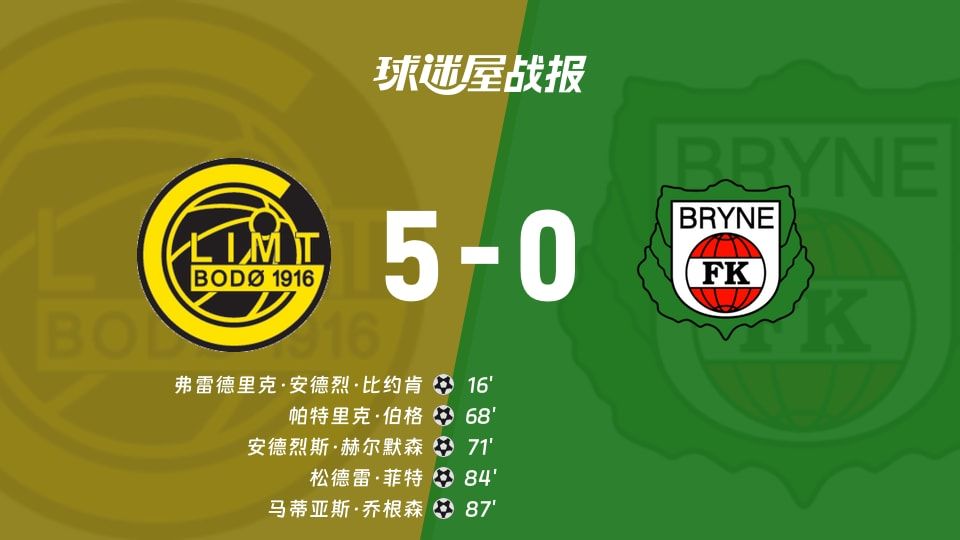 【挪超】博德闪耀vs布莱尼比赛结果：博德闪耀(5-0)布莱尼比分战报(2025年11月10日)