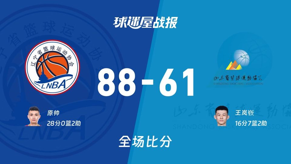 全运男篮辽宁vs山东战报：88-61，原帅28+2