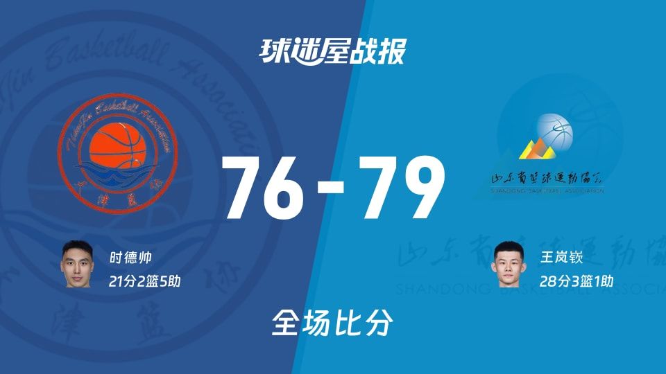 全运男篮杯赛：山东以79-76战胜天津，王岚嵚28+3+1