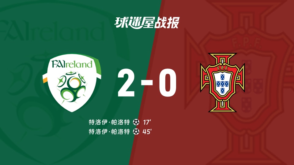 【世欧预】爱尔兰vs葡萄牙比赛结果：爱尔兰(2-0)葡萄牙比分战报(2025年11月14日)
