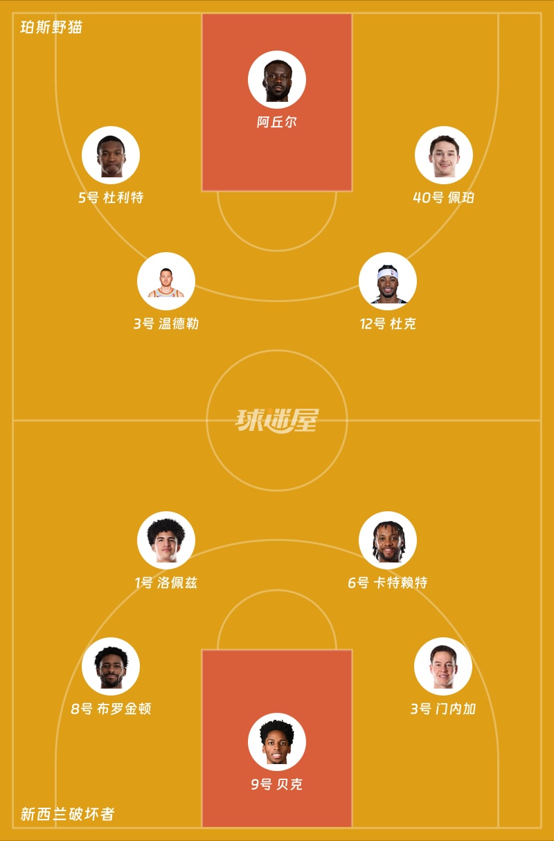 珀斯野猫vs新西兰破坏者首发阵容