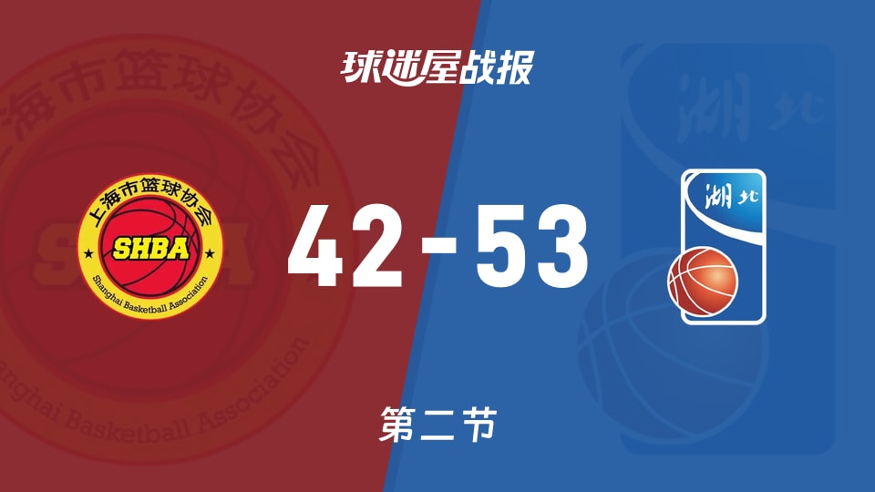 全运女篮杯赛：半场战罢，湖北女篮以53-42领先上海女篮