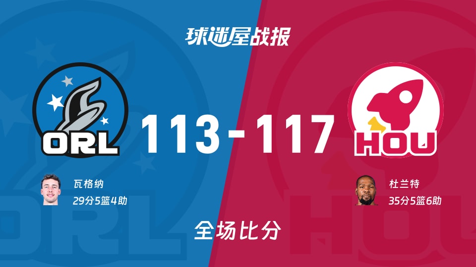 NBA魔术vs火箭战报:113-117,杜兰特35+5+6 NBA魔术vs火箭战报:113-117,杜兰特35+5+6