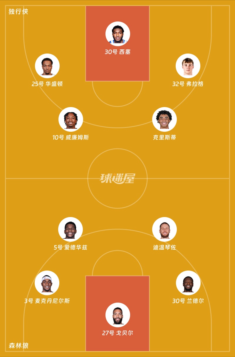 独行侠vs森林狼首发阵容