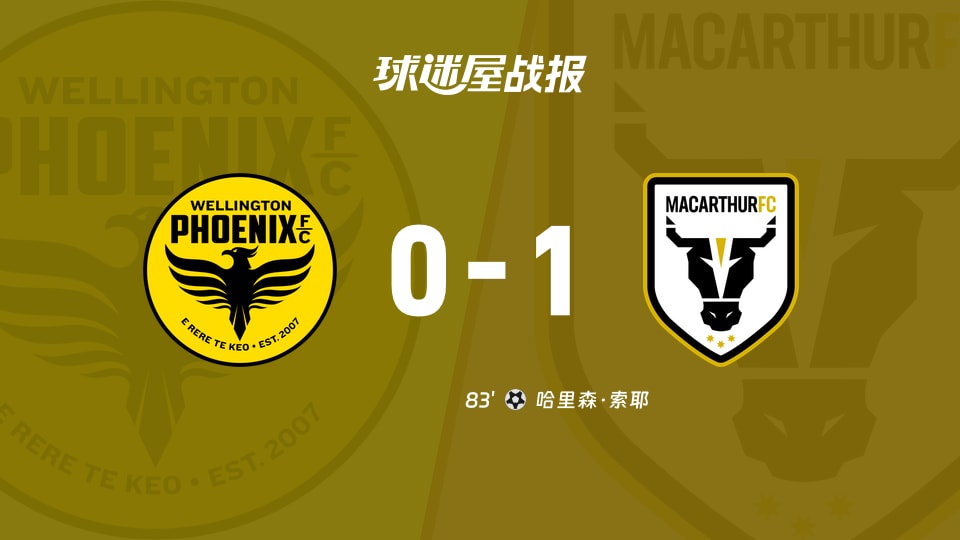 【澳超】惠灵顿凤凰vs麦克阿瑟FC比赛结果：惠灵顿凤凰(0-1)麦克阿瑟FC比分战报(2025年11月22日)