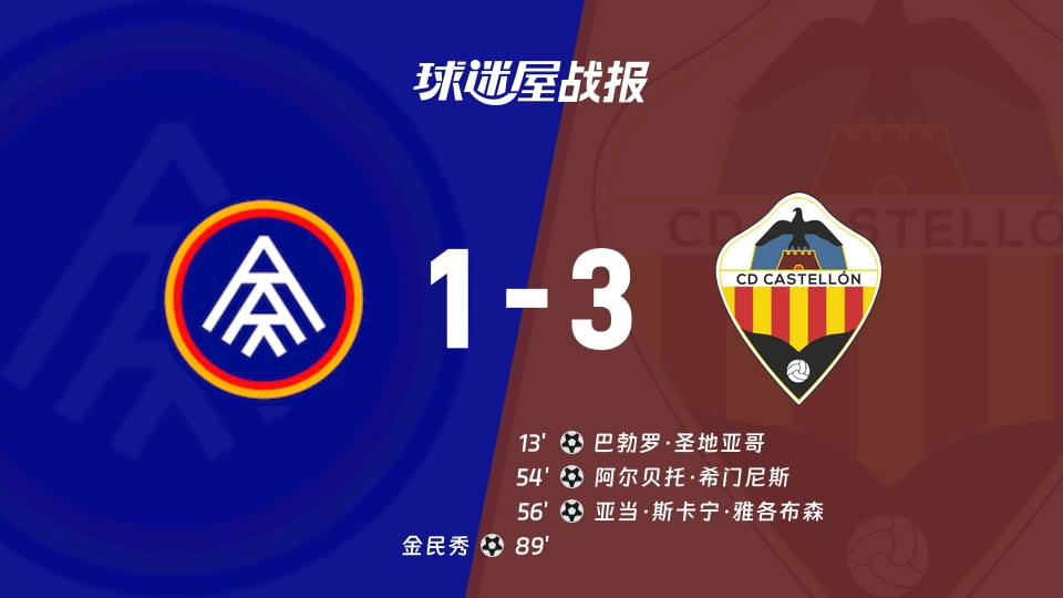 【西乙】安道尔FCvs卡斯迪隆比赛结果:安道尔FC(1-3)卡斯迪隆比分战报(2025年11月22日)