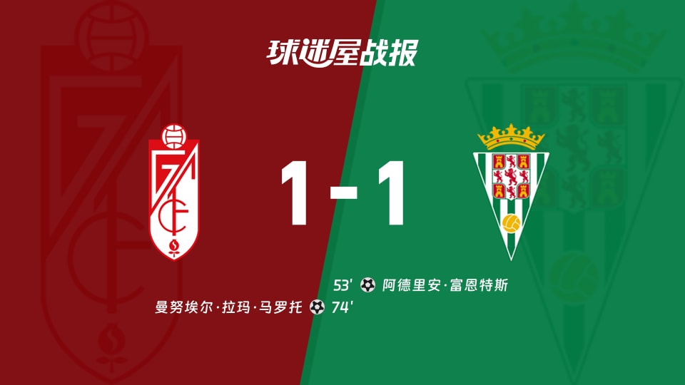【西乙】格拉纳达vs科尔多瓦比赛结果:格拉纳达(1-1)科尔多瓦比分战报(2025年11月23日)