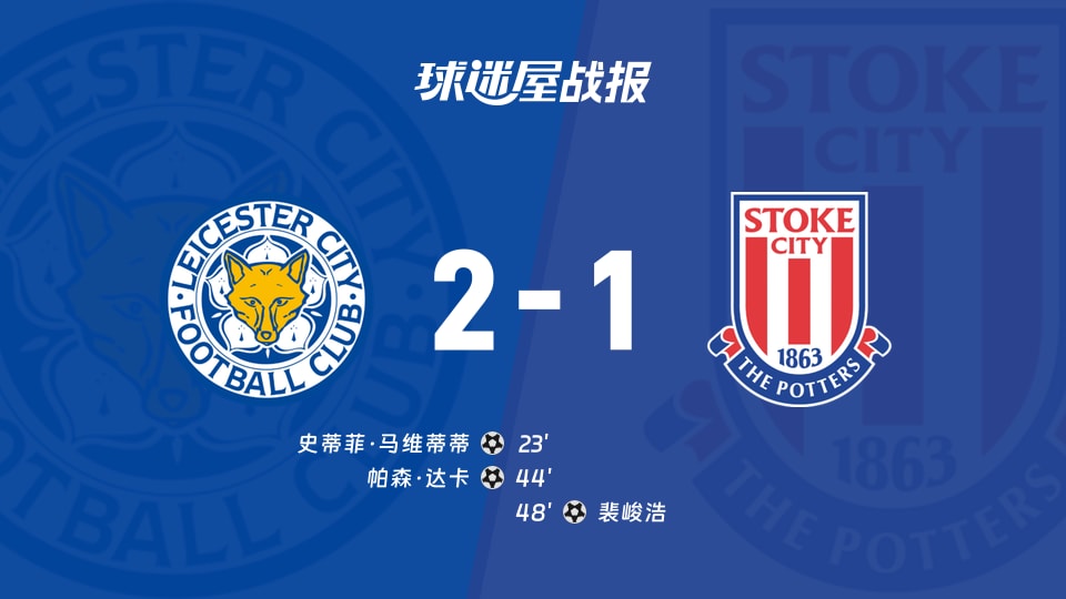 【英冠】莱斯特城vs斯托克城比赛结果：莱斯特城(2-1)斯托克城比分战报(2025年11月22日)