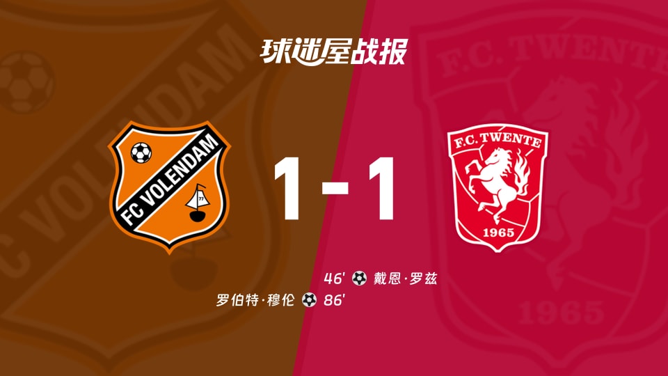 【荷甲】福伦丹vs特温特比赛结果：福伦丹(1-1)特温特比分战报(2025年11月23日)