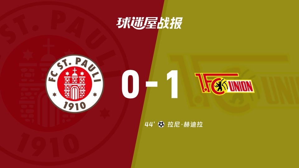 【德甲】圣保利vs柏林联合比赛结果：圣保利(0-1)柏林联合比分战报(2025年11月24日)