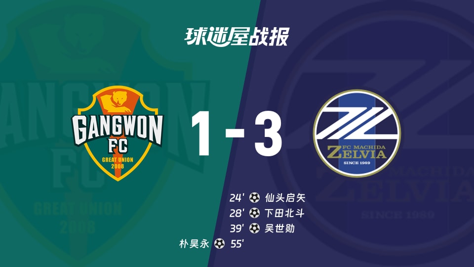 【亚精英赛】江原FCvs町田泽维亚比赛结果:江原FC(1-3)町田泽维亚比分战报(2025年11月25日)