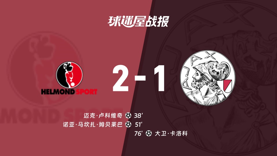 【荷乙】赫尔蒙德vs阿贾克斯青年队比赛结果:赫尔蒙德(2-1)阿贾克斯青年队比分战报(2025年11月25日)