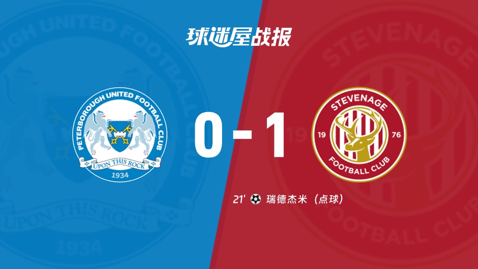 【英甲】彼得堡联vs斯蒂夫尼奇比赛结果：彼得堡联(0-1)斯蒂夫尼奇比分战报(2025年11月26日)