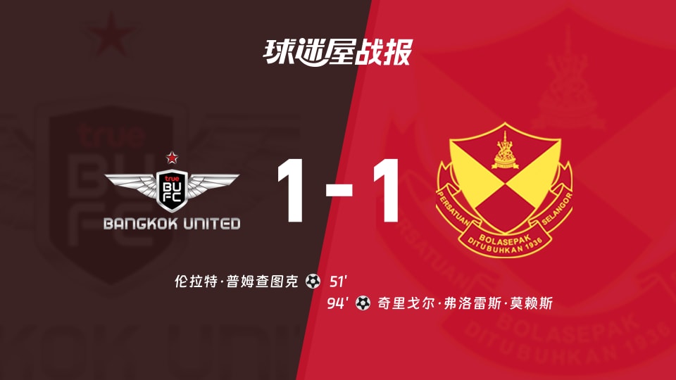 【亚冠二级】曼谷联vs雪州比赛结果：曼谷联(1-1)雪州比分战报(2025年11月26日)