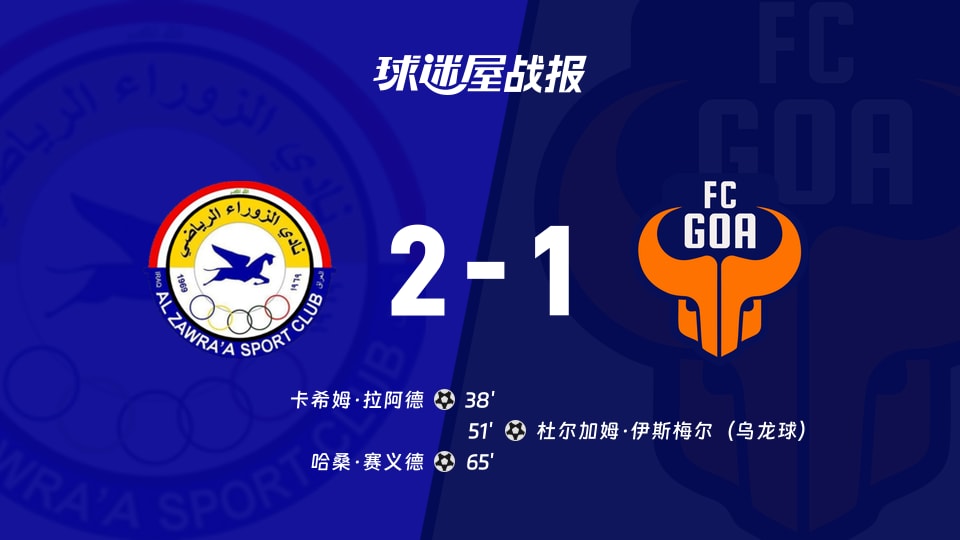 【亚冠二级】扎瓦拉vsFC果阿比赛结果:扎瓦拉(2-1)FC果阿比分战报(2025年11月27日)