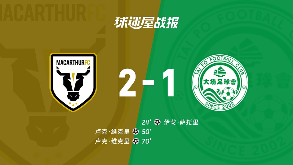 【亚冠二级】麦克阿瑟FCvs大埔比赛结果：麦克阿瑟FC(2-1)大埔比分战报(2025年11月27日)