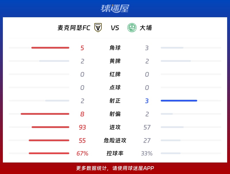 麦克阿瑟FCvs大埔数据统计