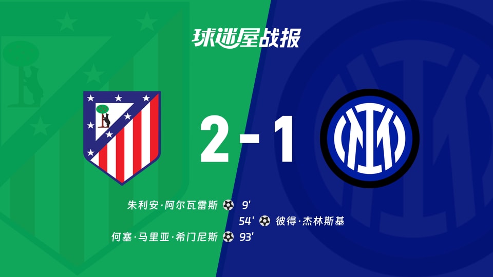 【欧冠】马竞vs国米比赛结果:马竞(2-1)国米比分战报(2025年11月27日)
