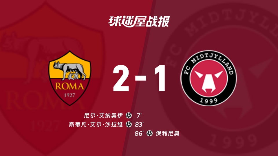 【欧联】罗马vs中日德兰比赛结果：罗马(2-1)中日德兰比分战报(2025年11月28日)