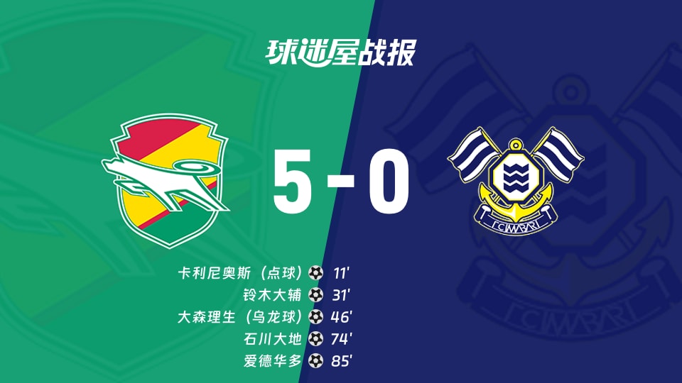 【日职乙】千叶市原vsFC今治比赛结果：千叶市原(5-0)FC今治比分战报(2025年11月29日)