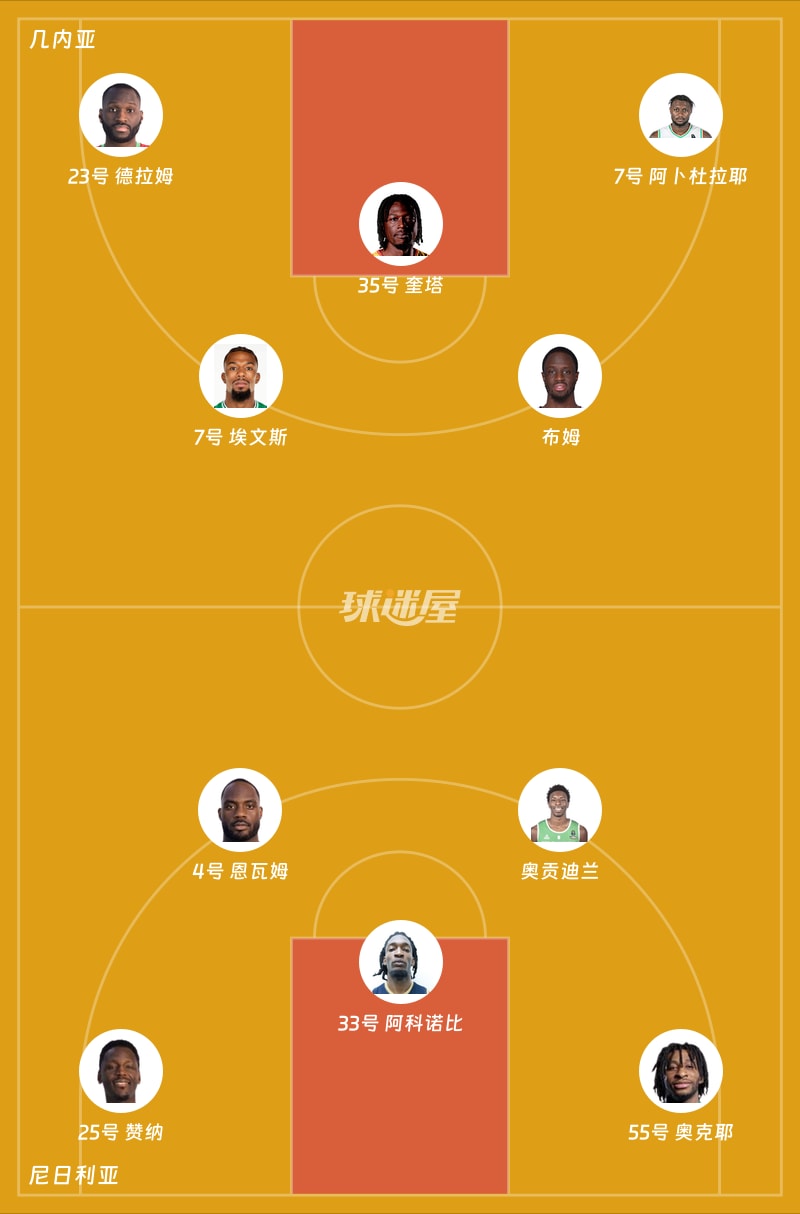 几内亚vs尼日利亚首发阵容