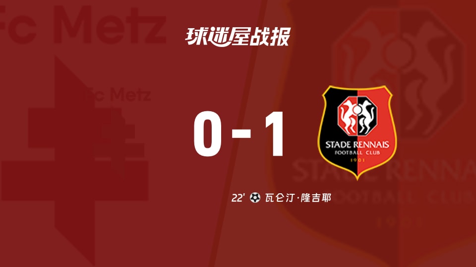 【法甲】梅斯vs雷恩比赛结果：梅斯(0-1)雷恩比分战报(2025年11月29日)