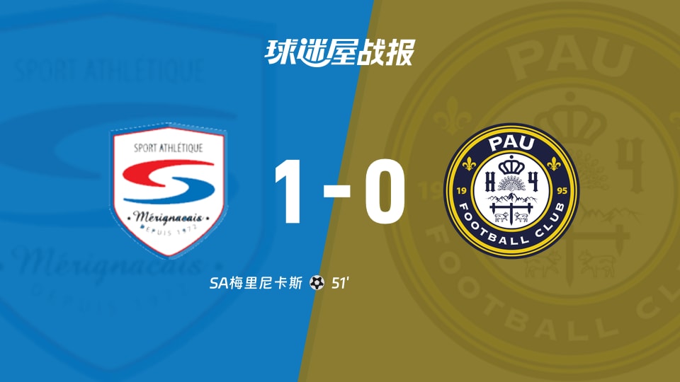 【法国杯】SA梅里尼卡斯vs波城比赛结果：SA梅里尼卡斯(1-0)波城比分战报(2025年11月30日)