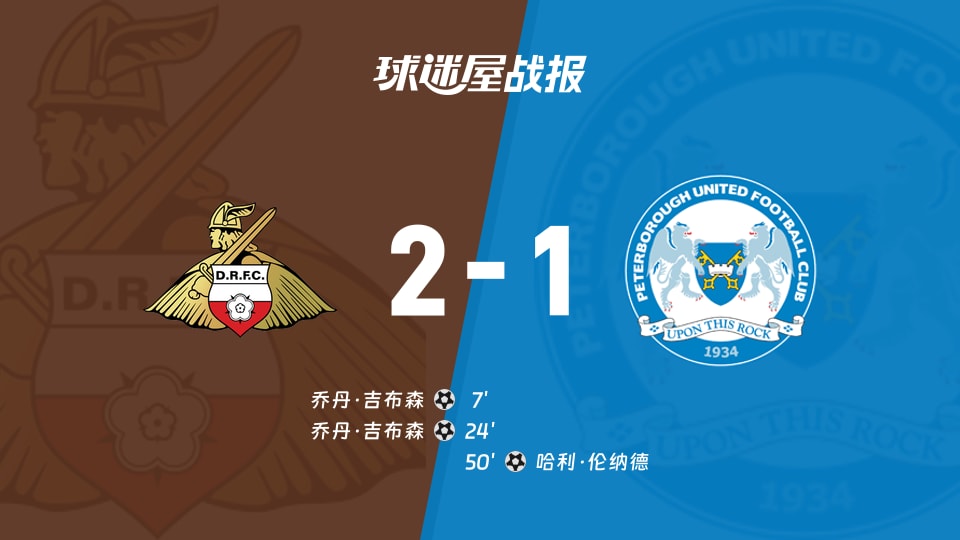 【英甲】唐卡斯特vs彼得堡联比赛结果：唐卡斯特(2-1)彼得堡联比分战报(2025年11月29日)