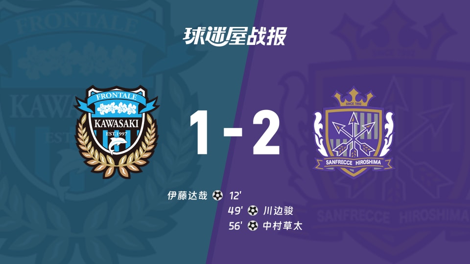 【日职联联赛第37轮】川崎前锋vs广岛三箭比赛结果：川崎前锋(1-2)广岛三箭比分战报(2025年11月30日)