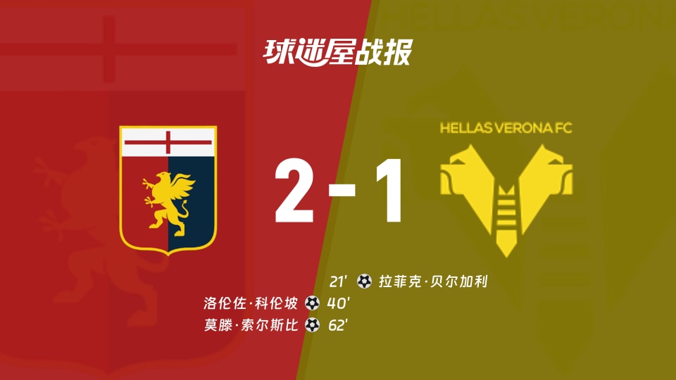 【意甲】热那亚vs维罗纳比赛结果:热那亚(2-1)维罗纳比分战报(2025年11月29日)
