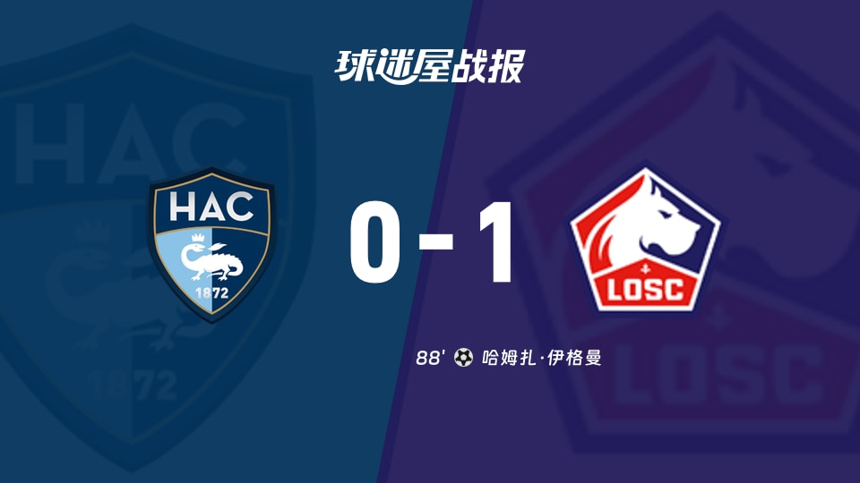 【法甲联赛第14轮】勒阿弗尔vs里尔比赛结果：勒阿弗尔(0-1)里尔比分战报(2025年12月01日)