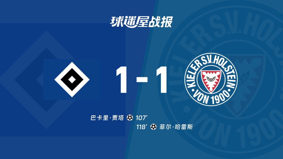 【德国杯第三圈】汉堡vs荷尔斯泰因比赛结果：汉堡(1-1)荷尔斯泰因比分战报(2025年12月04日)