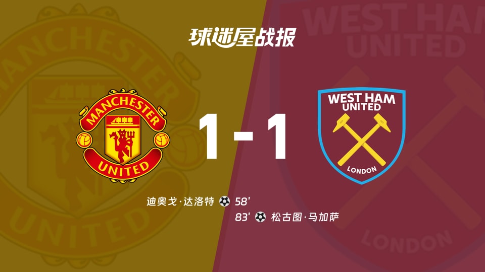 【英超联赛第14轮】曼联vs西汉姆联比赛结果：曼联(1-1)西汉姆联比分战报(2025年12月05日)