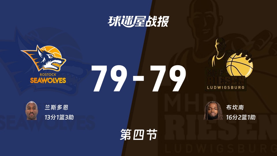 罗斯托克vs路德维希堡:太精彩了,以79-79拖入加时,布坎南得到16分