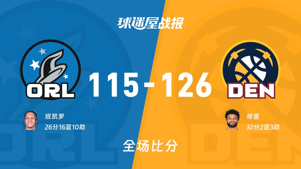 NBA常规赛：穆雷32+2+3，掘金以126-115战胜魔术