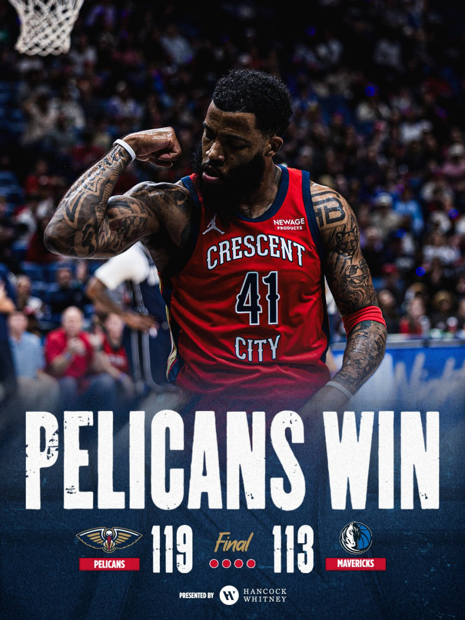 鹈鹕主场力克独行侠球队正式迎来5连胜!同时摆脱西部倒数第一! 鹈鹕主场力克独行侠球队正式迎来5连胜!同时摆脱西部倒数第一!