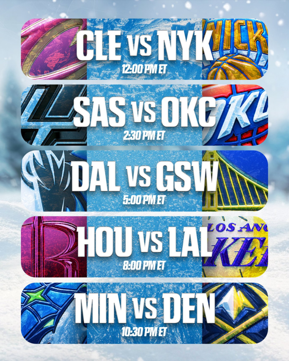 2025NBA圣诞大战赛程时间表（完整版）詹姆斯PK杜兰特 马刺雷霆新星对决