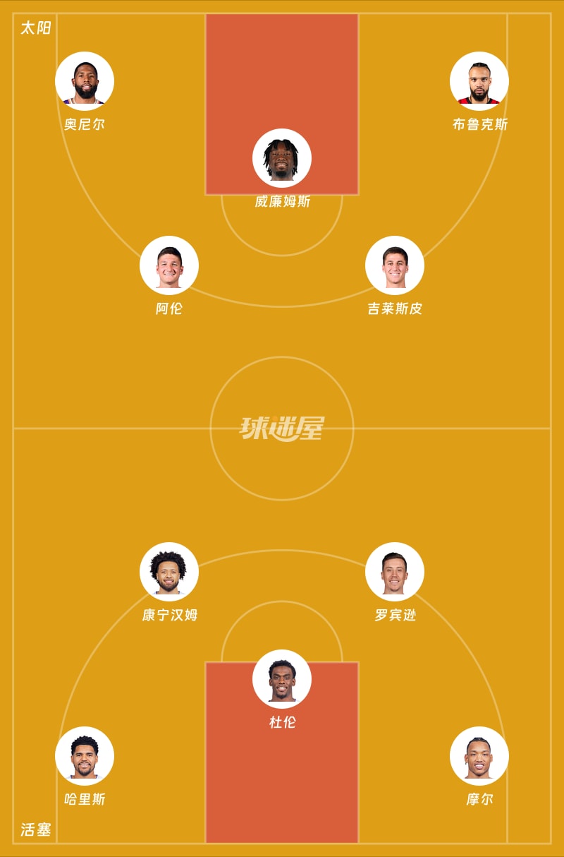 太阳vs活塞首发阵容