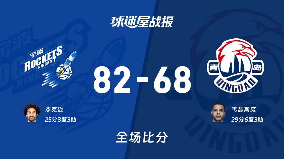 CBA宁波vs青岛战报：82-68，杰克逊25+3+3