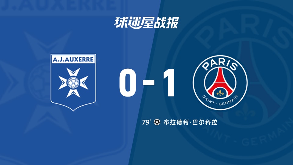 【法甲联赛第19轮】欧塞尔vs巴黎圣日耳曼比赛结果：欧塞尔(0-1)巴黎圣日耳曼比分战报(2026年01月24日)