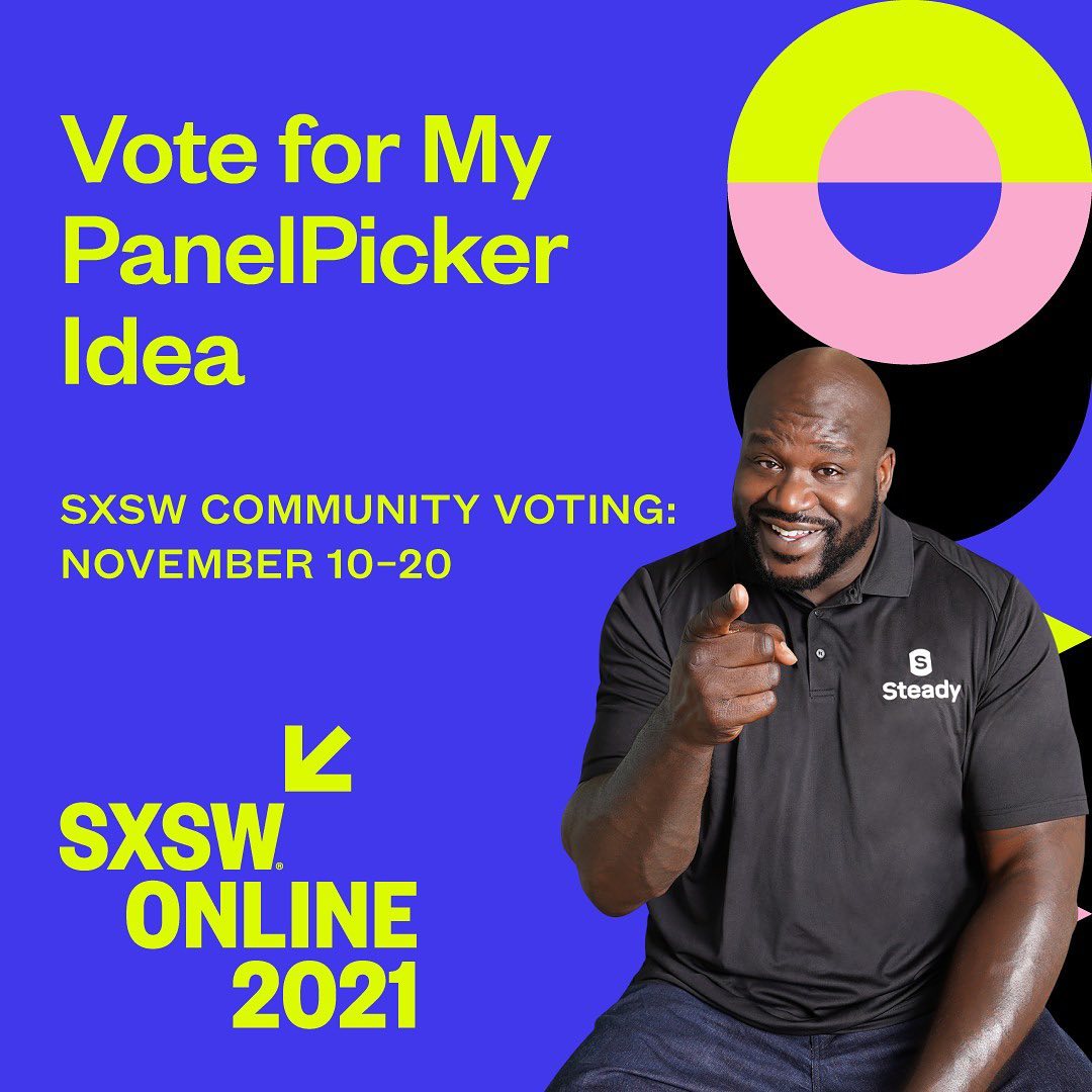 @TheSteadyApp and I want to discuss lessons learned from the pandemic and how corporate/tech worlds will adjust to gig workers in an ever-changing economy. Vote for us to speak at next year’s @SXSW conference! Link in stories.