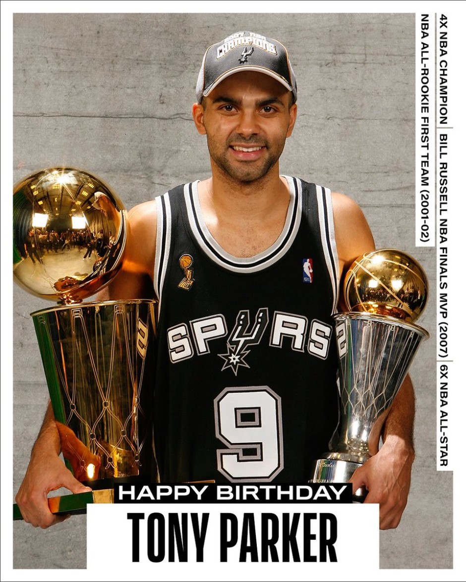 Join us in wishing a Happy 40th Birthday to 6x NBAAllStar, 4x NBA champion and 2006-07 NBA Finals MVP, Tony Parker! NBABDAY NBA75