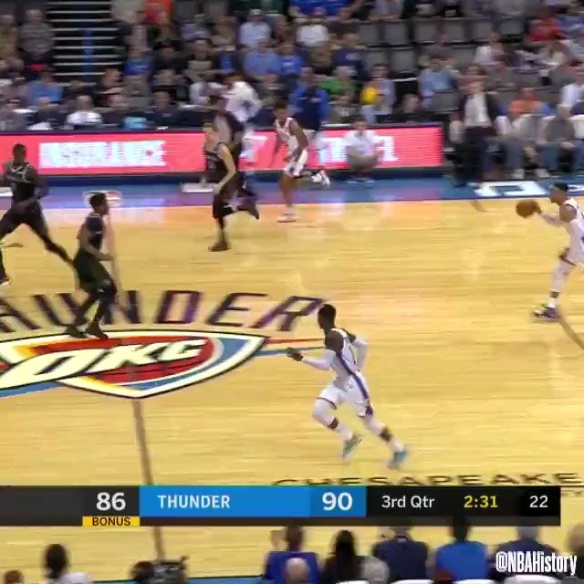 This 2019 no-look dime from Brodie with a full head of steam 🌪😤NBAAssistWeek | russwest44