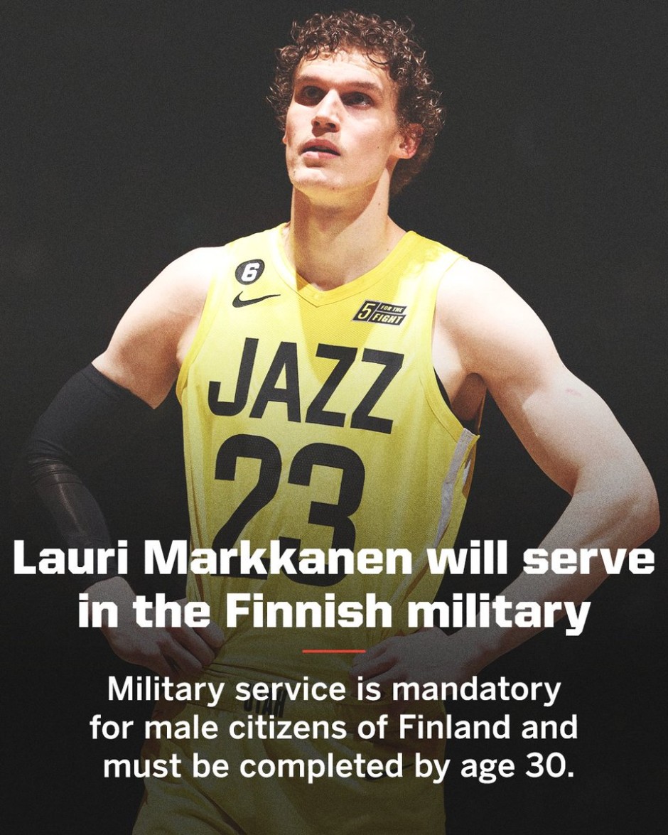 爵士队全明星球员劳里-马尔卡宁打算在今年休赛期履行他在芬兰军队的强制服务，他告诉ramonashelburne.More info 🔗：